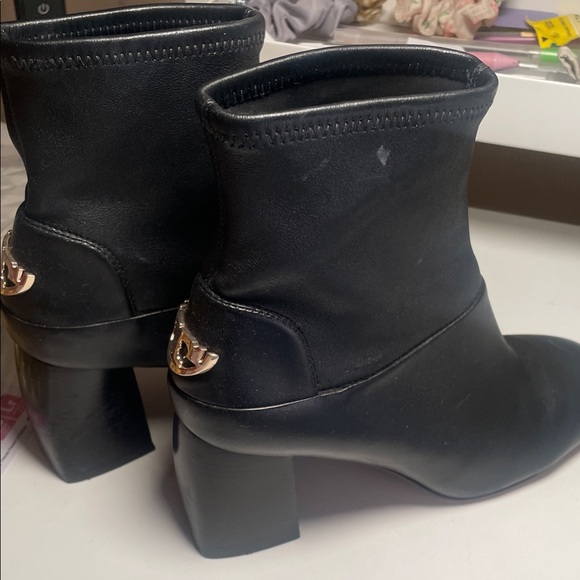 Tory Burch Black Heeled Boots with Silver Accent Genuine Leather - Picture 2 of 4